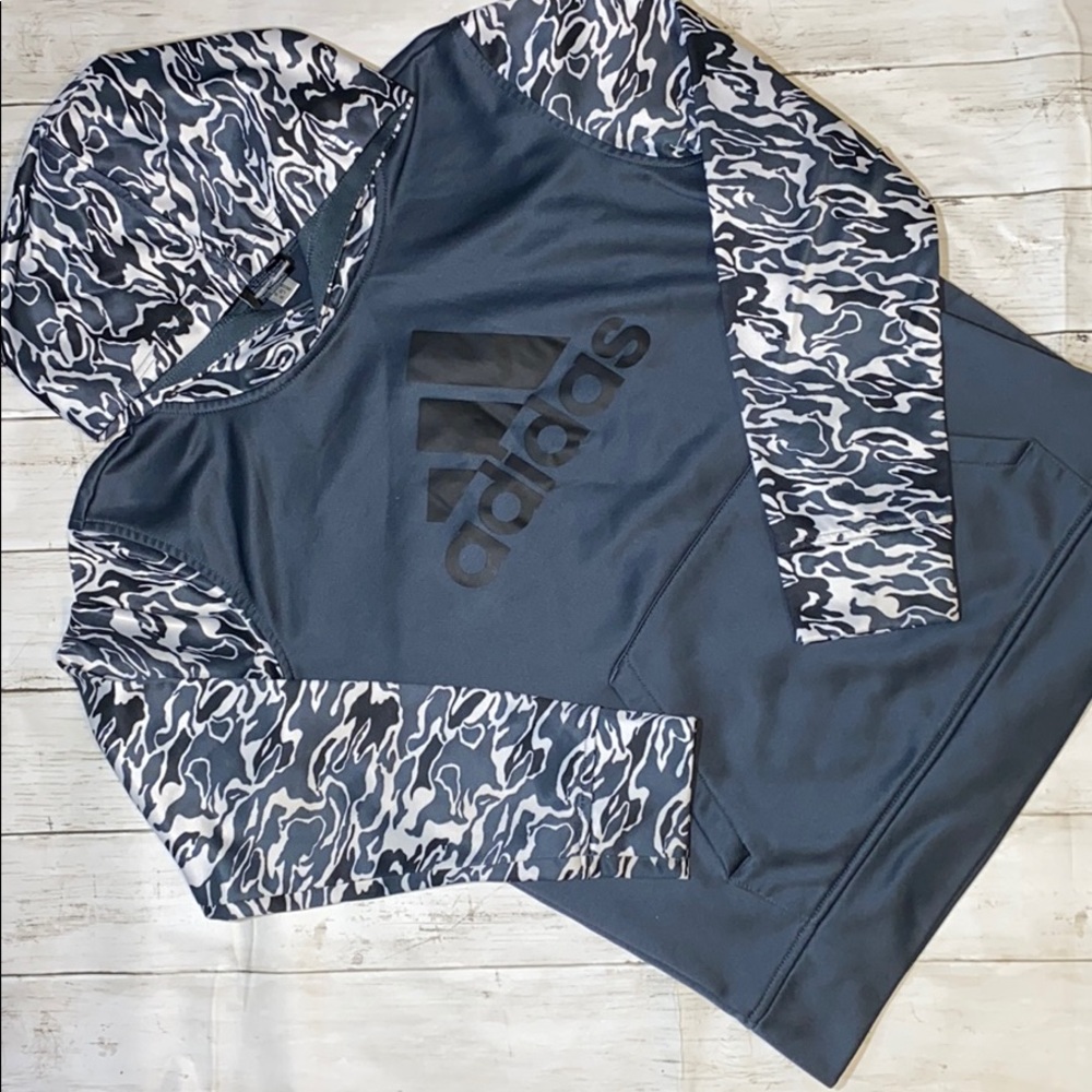 Adidas Boys Long Sleeve Pullover Hoodie Sweatshirt